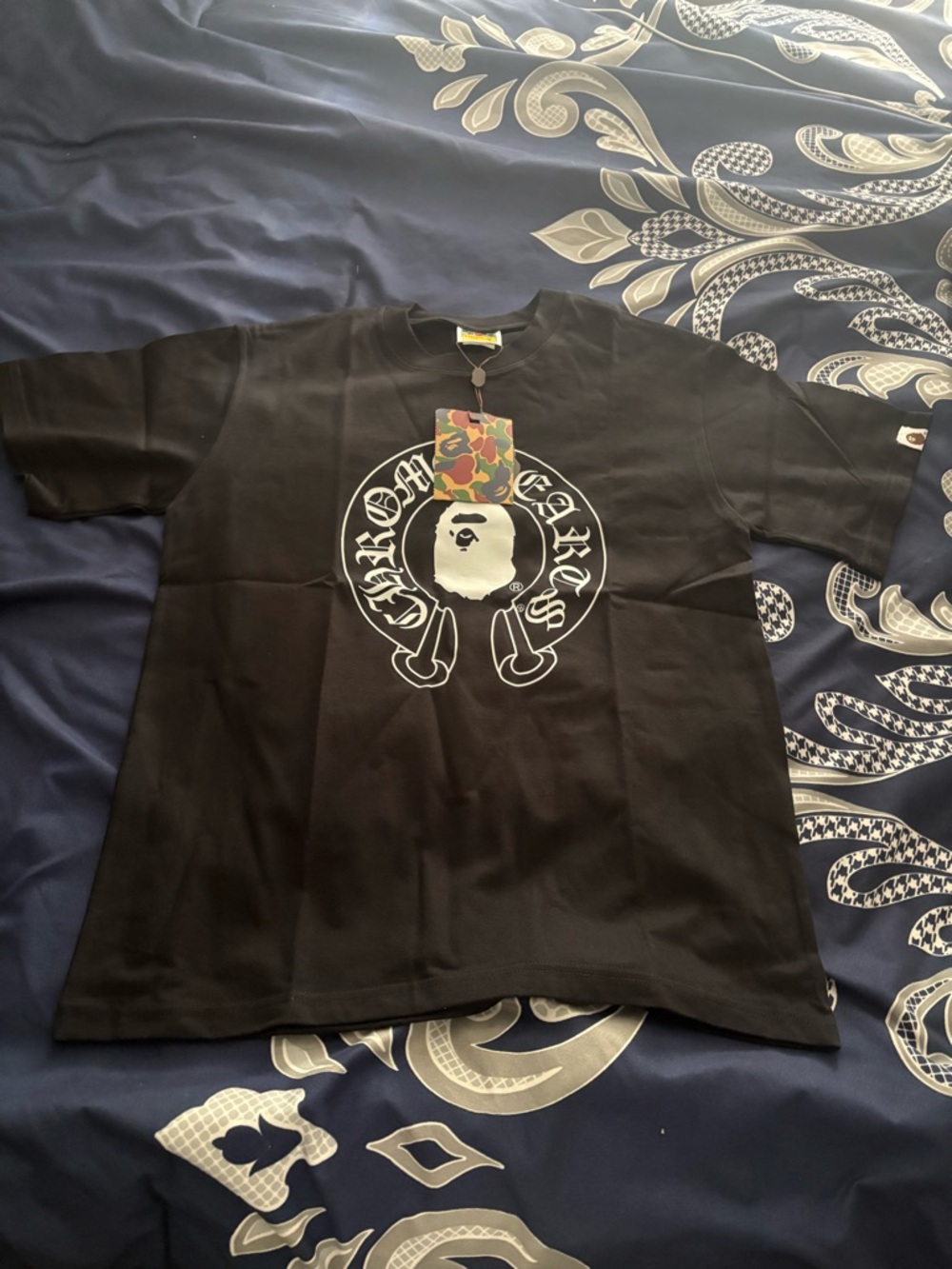 Black Chrome Heart x Bape Graphic Tee